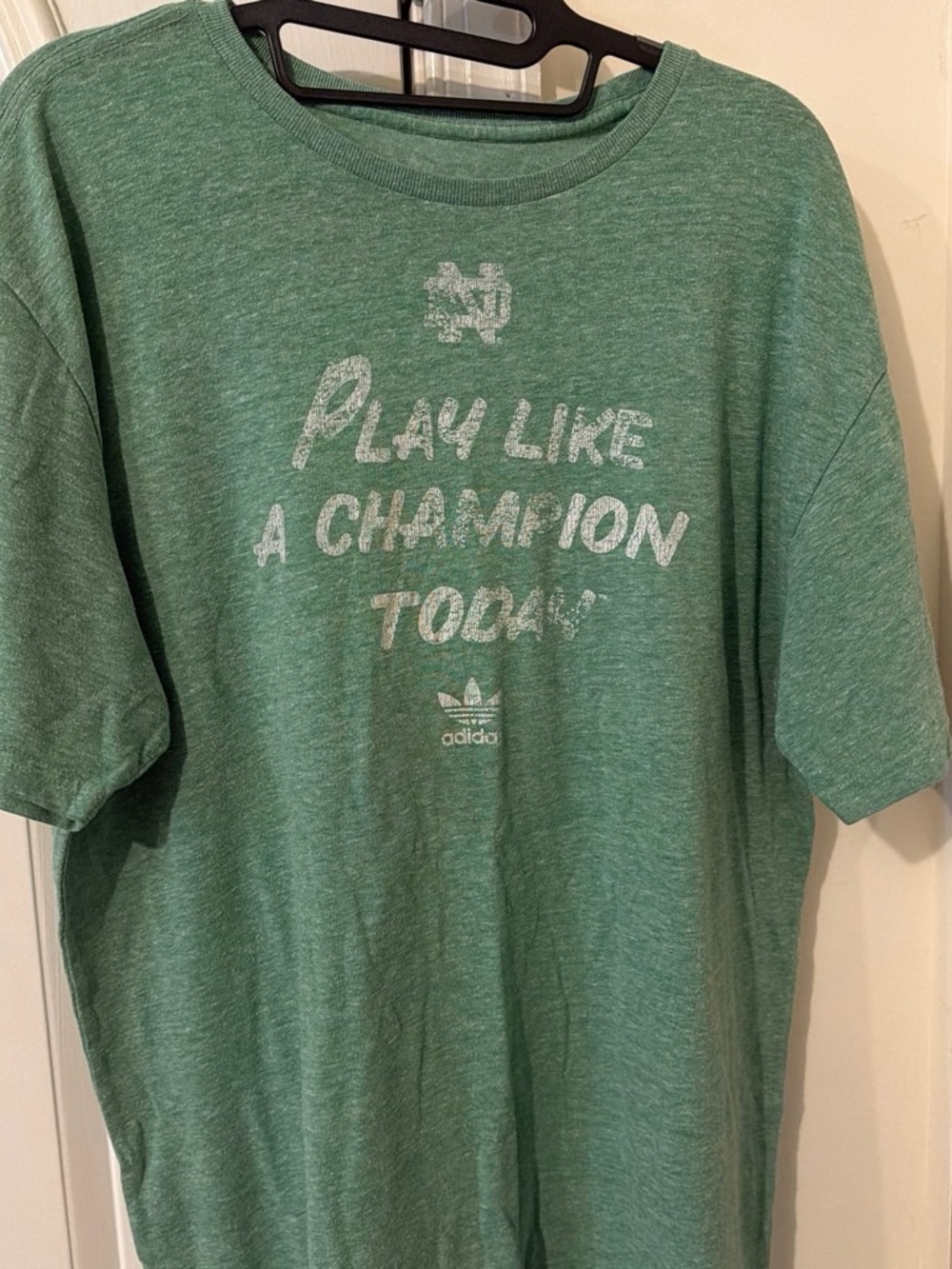 adidas Men's Heather Green 'Play Like A Champion' Graphic Tee Notre Dame
